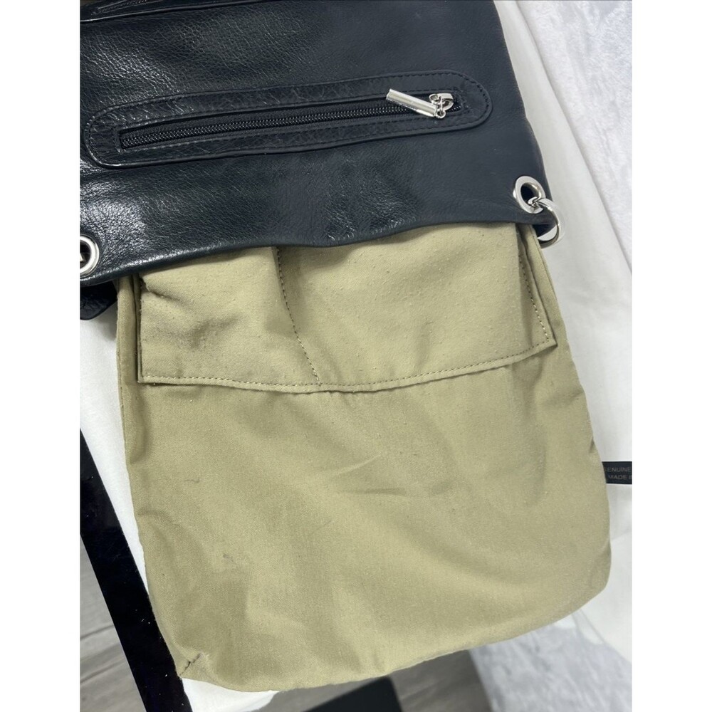 Margot Genuine Leather Crossbody Purse Zippered Pockets Black - Picture 10 of 11